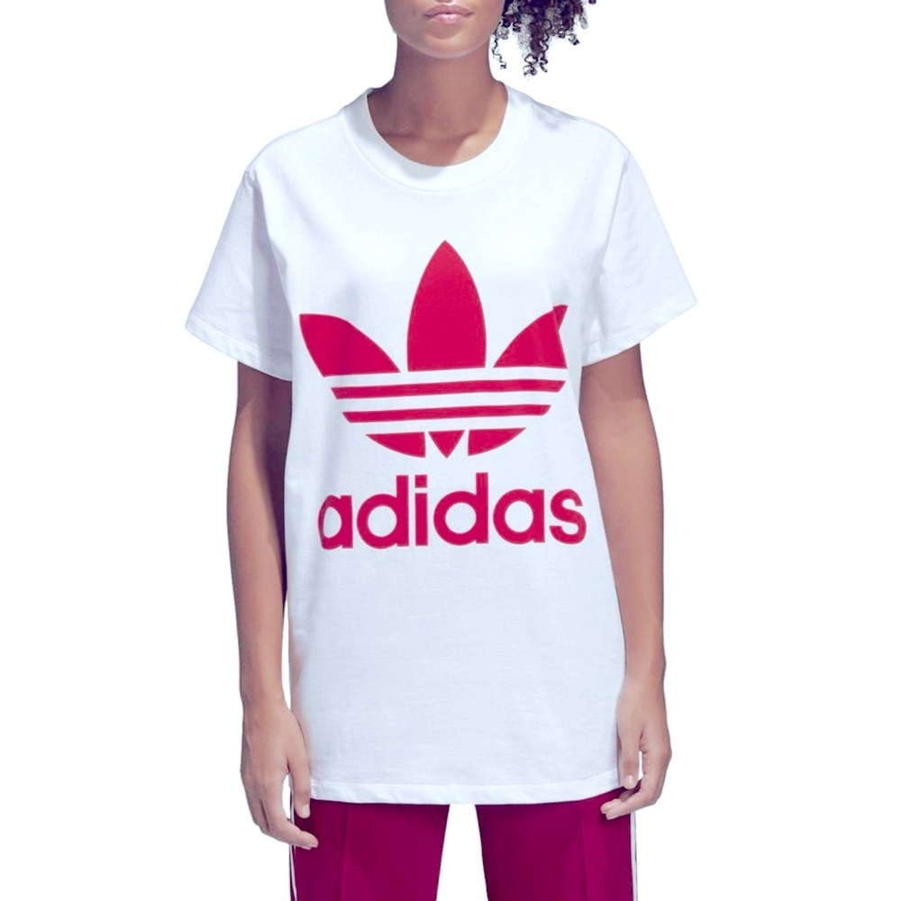 Adidas Originals White T-Shirt with Red Trefoil Logo - Picture 9 of 16